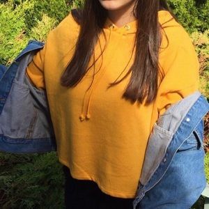 Mustard yellow cropped hoodie